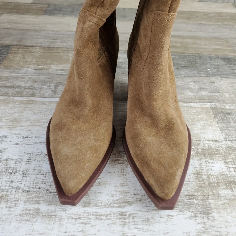 Dolce Vita Ramsay Womens Knee High Boots Sz 6.5 Light Brown Side Zip Pointed Toe